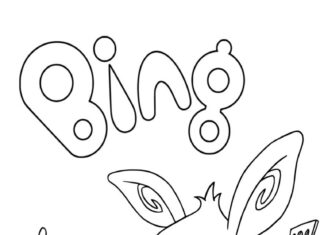 Nyomtatható kifestőkönyv Bing Bunny és Sula