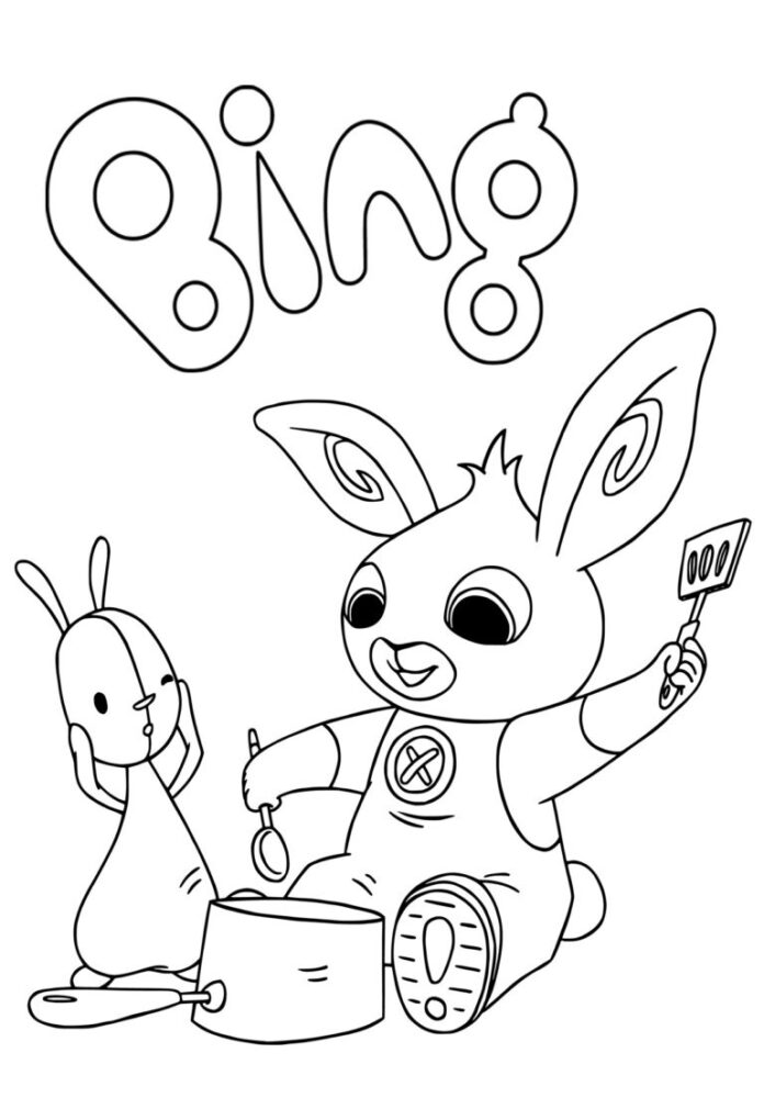 Druckfähiges Malbuch Bing Bunny und Sula