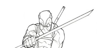 coloring page online hero with a gun