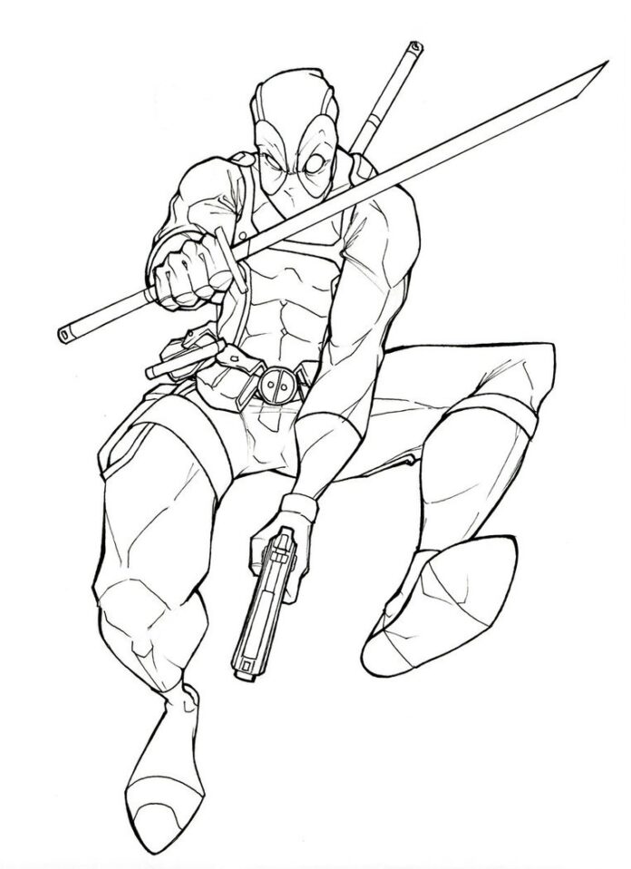 coloring page online hero with a gun