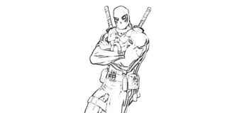 Online coloring book deadpool ready for battle