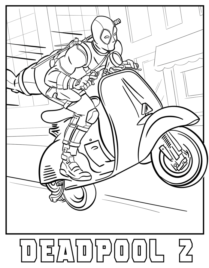 Online coloring book dedpool 2 on a scooter