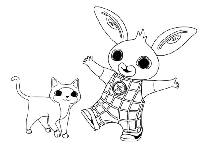 Online coloring book bunny and kitten