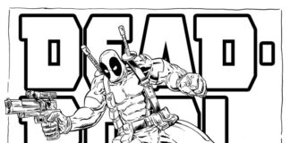 coloring page online deadpool logo