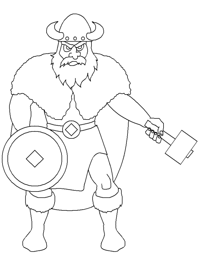 KOlorowanak online En truende viking med en hammer