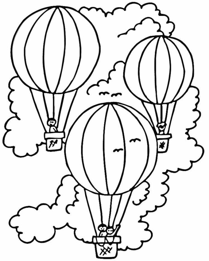 Online-Malbuch Luftballon mit Korb