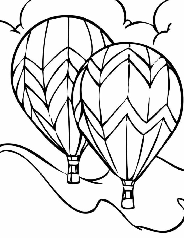 Online-Malbuch Luftballons im Himmel