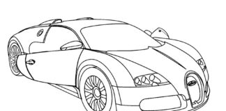 Online coloring book Bugatti with open doors