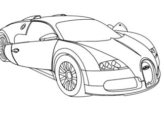 Libro da colorare online Bugatti con porte aperte