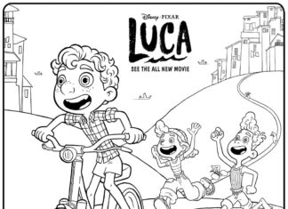 Libro para colorear en línea Boy y una bicicleta de Disney