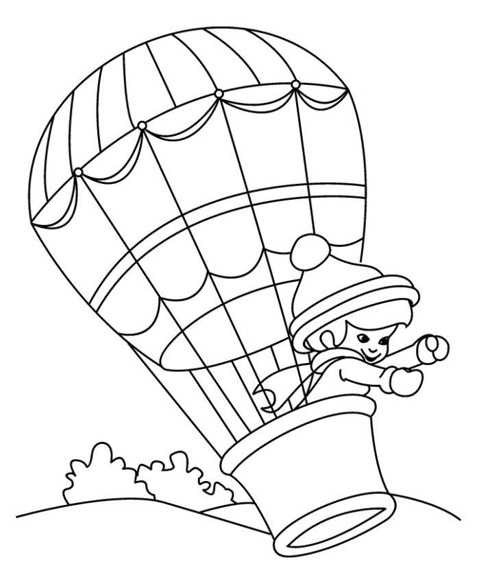 Online värityskirja Poika lentää ilmapalloa