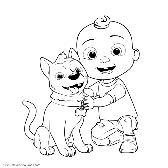 Online coloring book Cocomelon and the dog