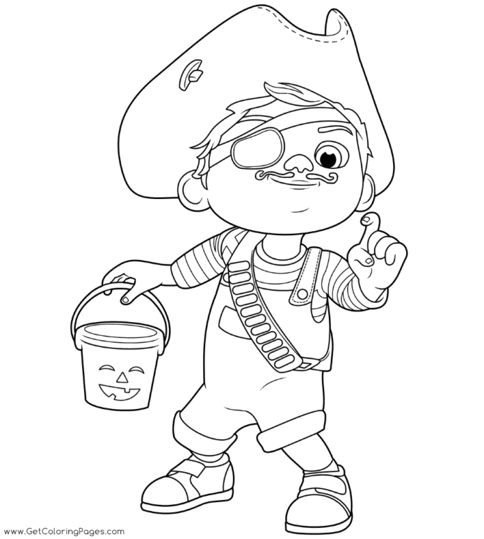 Online coloring book Cocomelon as a pirate