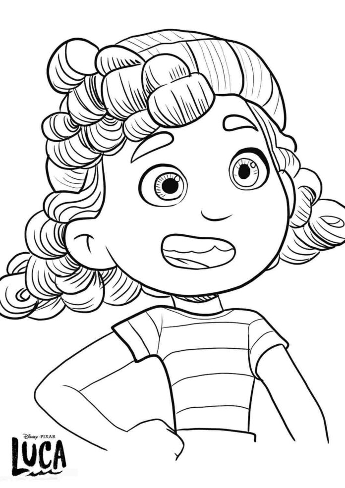 Livro online para colorir Garota com Luca para crianças