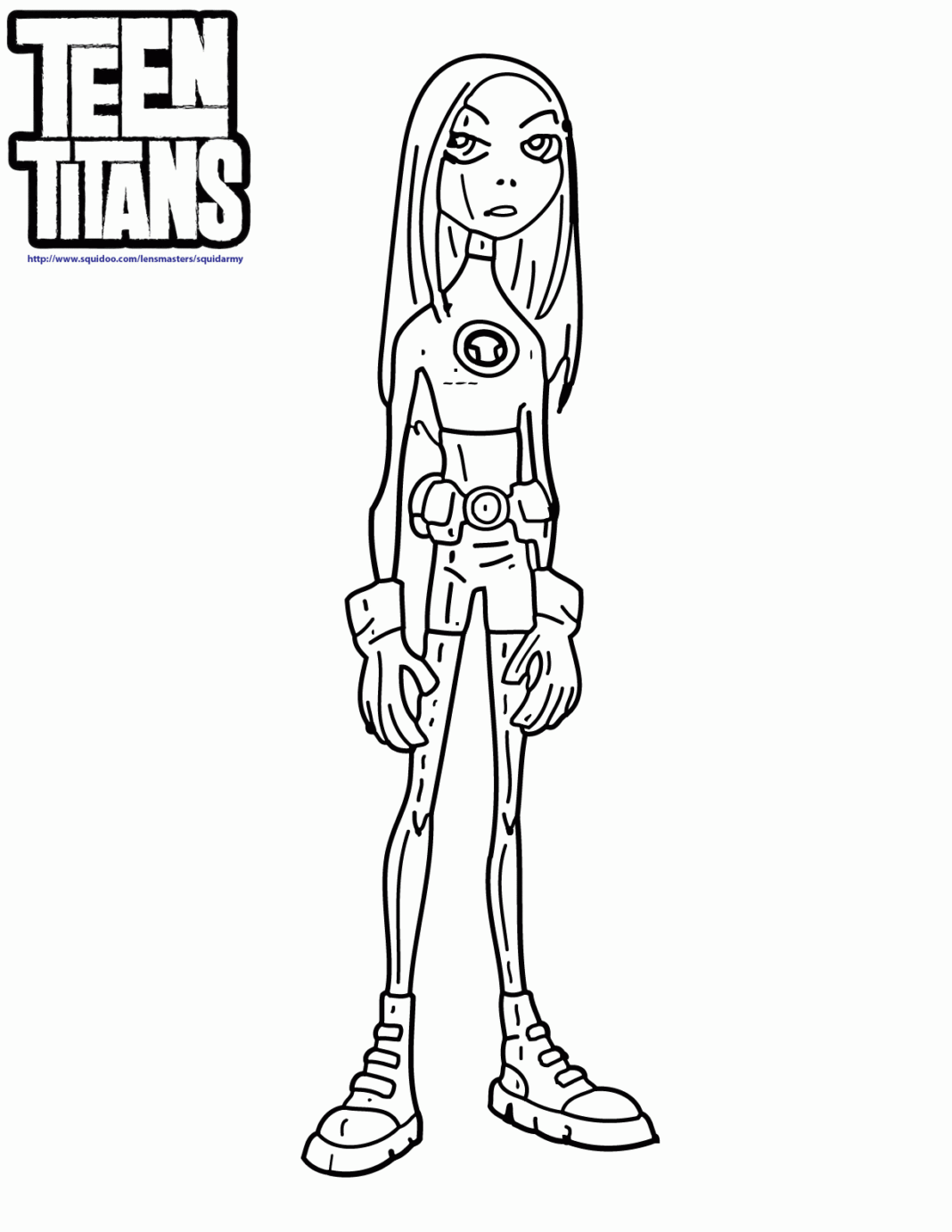 Libro para colorear online Chica de los Teen Titans