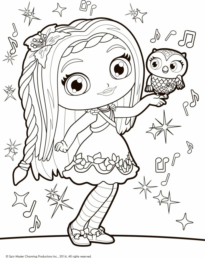 Online coloring book Girl and Owl from the fairy tale