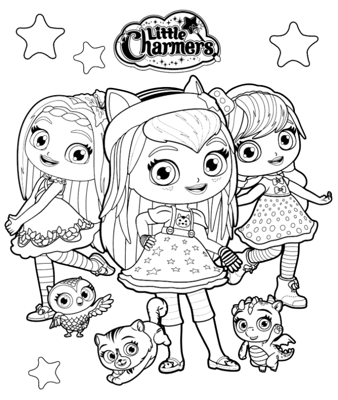 Online-Malbuch The Little Charmers Mädchen