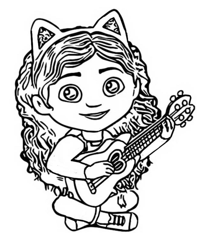 Livre de coloriage en ligne Gabi joue de la guitare
