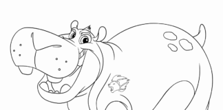 Livro de colorir on-line Conto de fadas Hipopótamos