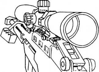 coloring page online sniper rifle