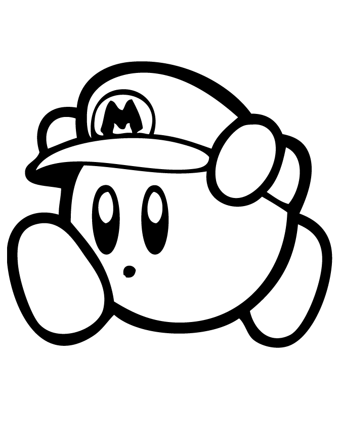 Kolorowanka online Kirby jako Mario