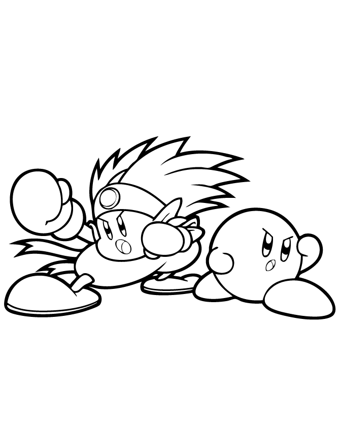 Libro para colorear online de Kirby como boxeador