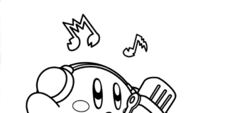 Online coloring book Kirby the singer