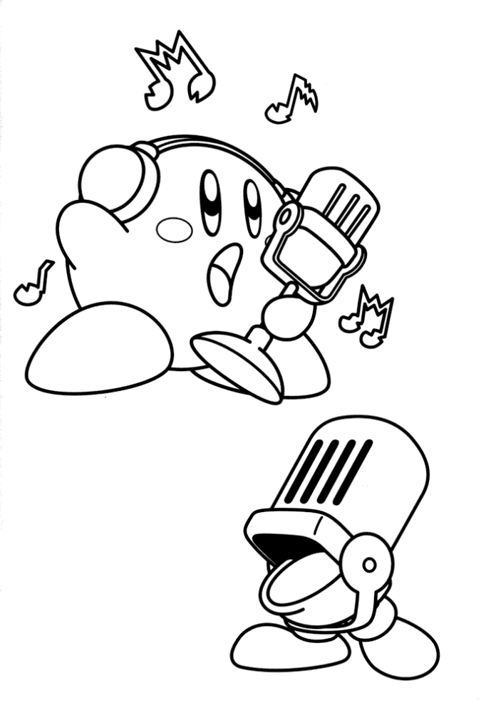 Livro online para colorir Kirby, o cantor