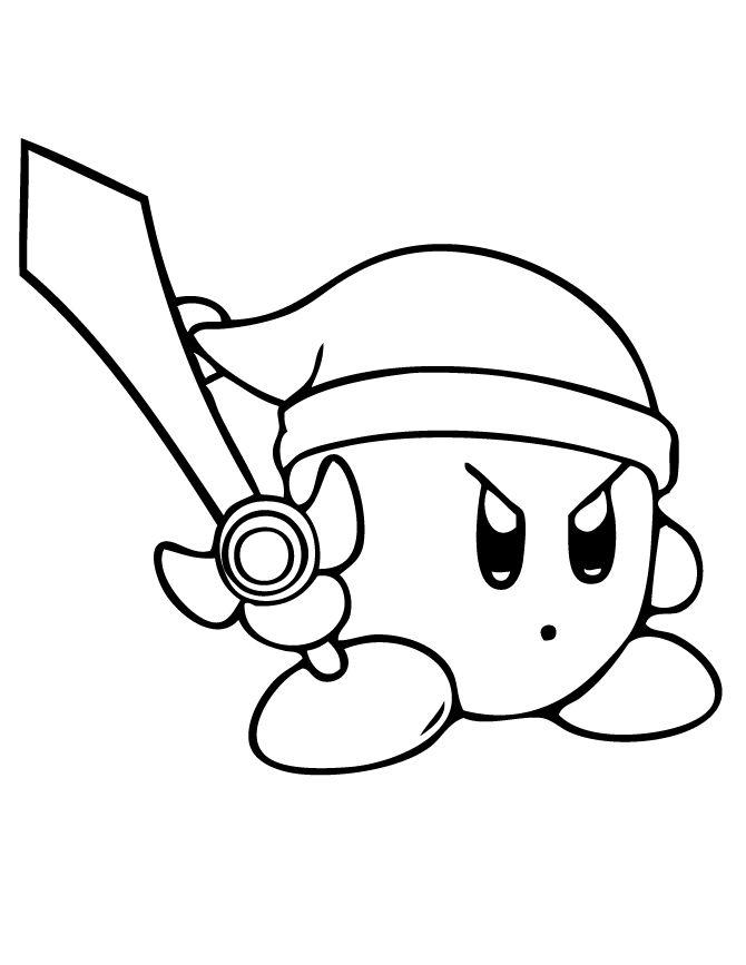 Livro colorido on-line Kirby com a espada