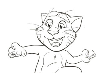 Online coloring book Tom Cat on a board