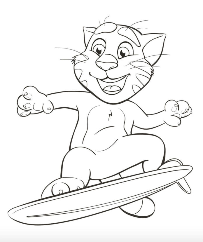 Livre de coloriage en ligne Tom Cat on a board