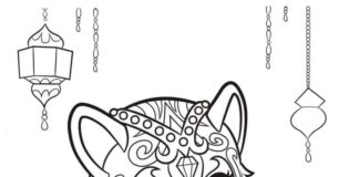 Online coloring page A cat drinks milk from a bowl