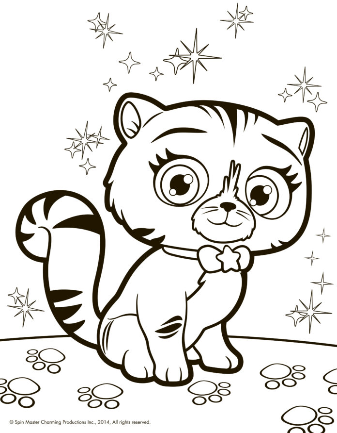 子供向けアニメの猫のオンライン塗り絵