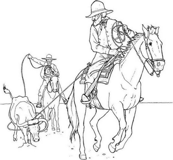 Libro para colorear en línea de vaqueros del salvaje oeste