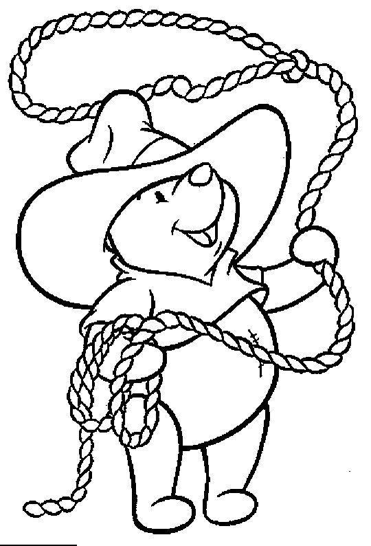 Winnie the Pooh as a cowboy online coloring book