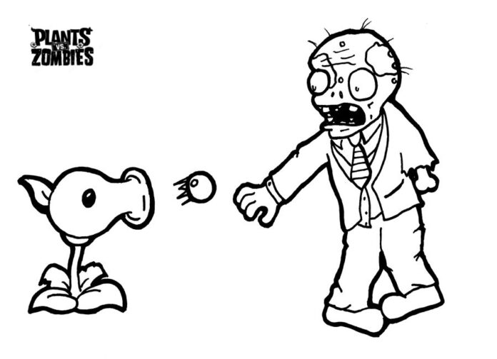 Livre de coloriage en ligne pour enfants La fleur tire sur les zombies