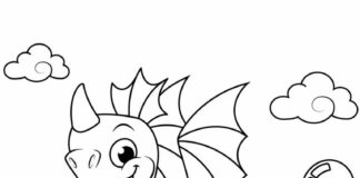 Livro colorido on-line Dragão voador