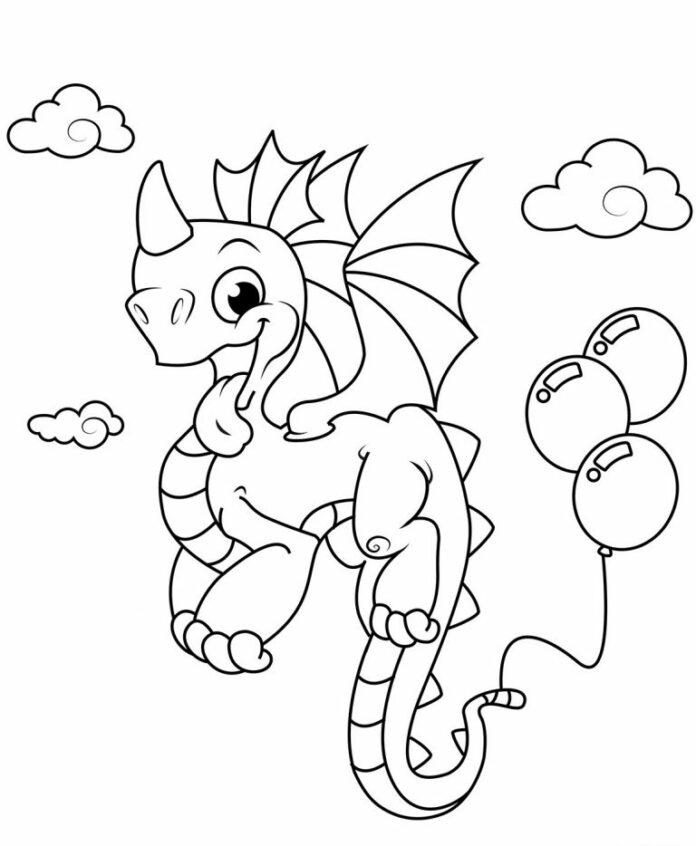 Libro para colorear en línea Dragón volador