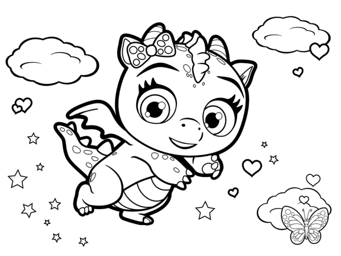 Online coloring book Flying dragon from the fairy tale