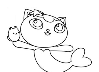 Online coloring book Easy kitty picture