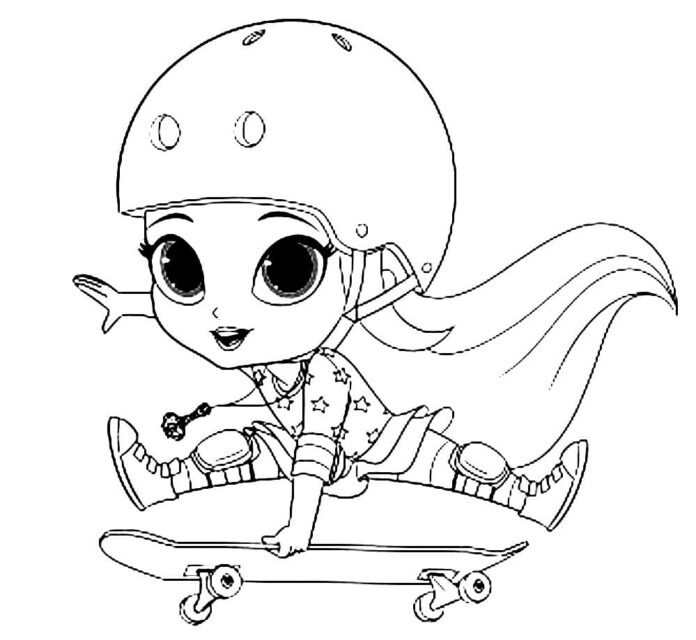 Livre de coloriage en ligne Leah sur un skateboard