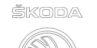 Livro colorido online com o logotipo da Skoda