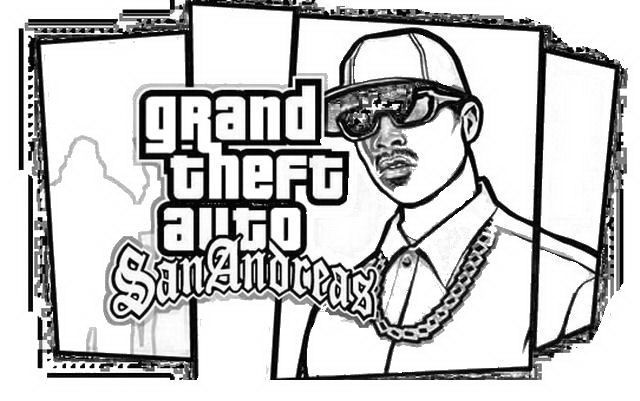 Online-värityskirja Logo pelistä Grand Theft Auto