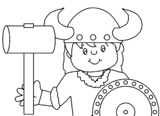 Online coloring book Little boy dressed as a Viking