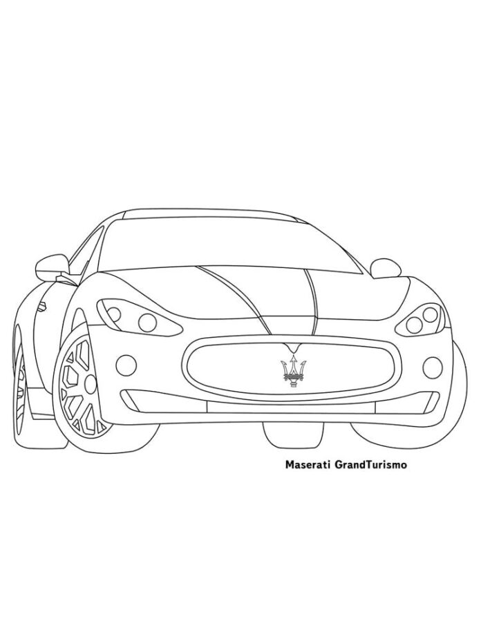 Online värityskirja Maserati auton etuosa