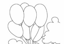 Kolorowanka online Myszka trzyma kilka balonów
