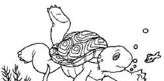 Kolorowanka online Nurkujący żółw z bajki