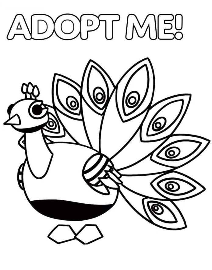 Adopt Meのオンライン塗り絵「Peacock」。