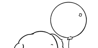 Online coloring book Dog and balloons