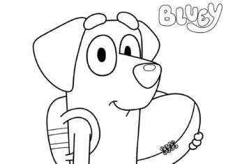 Online coloring book Dog with ball